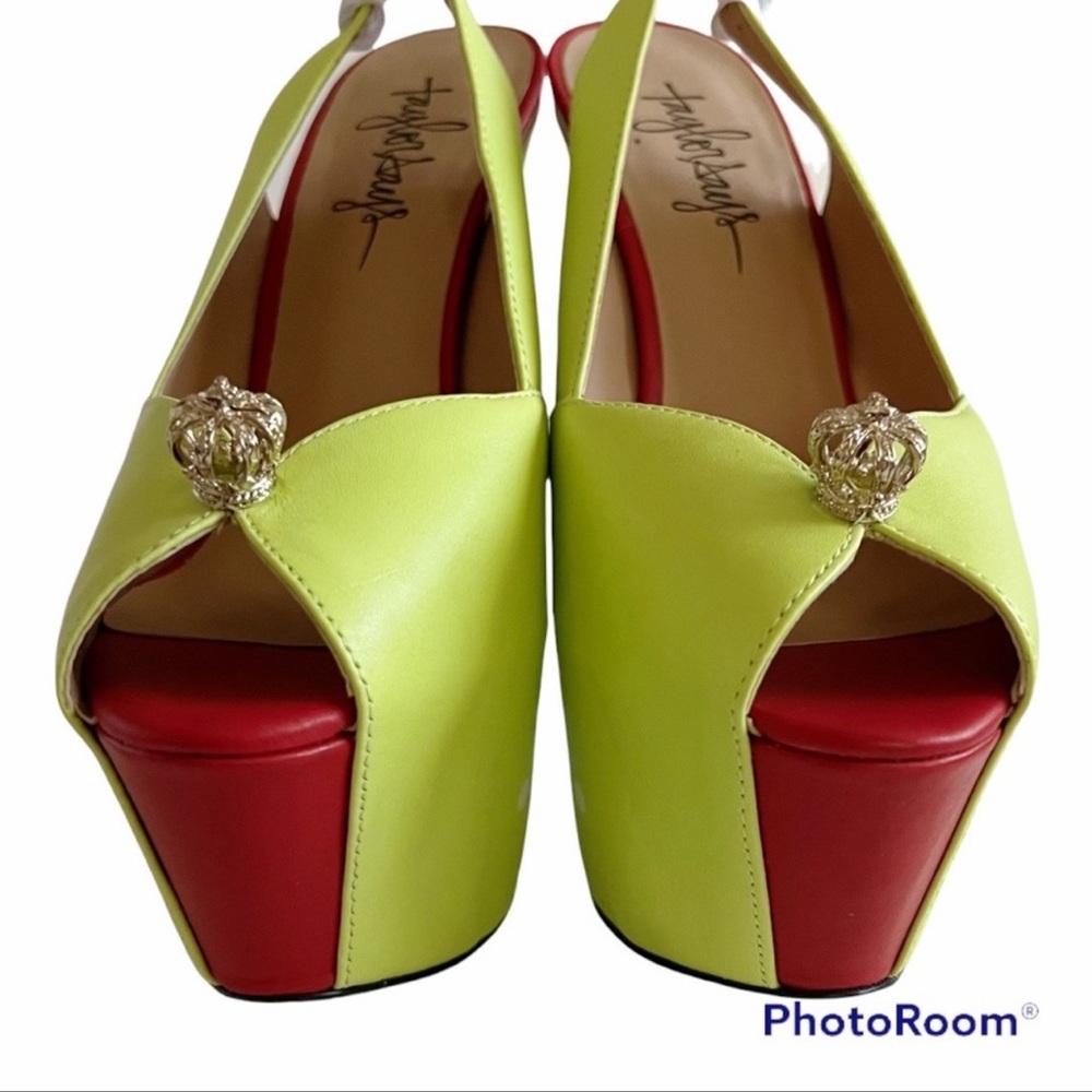 Taylor Says Bright Green Prince Platform Sandals Size 9.5